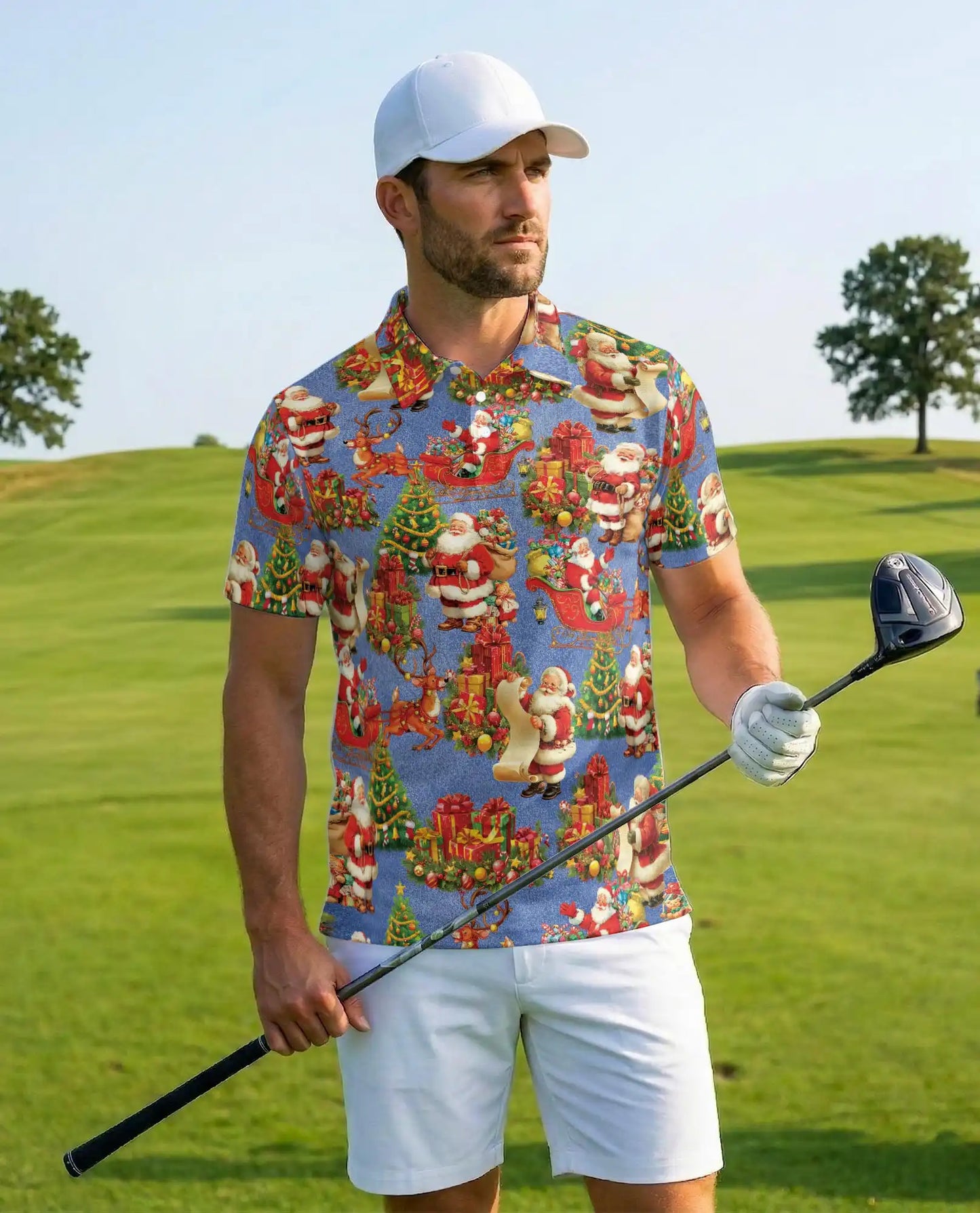 Santa Christmas Polo Shirt – Holiday Gift Print | Netecom