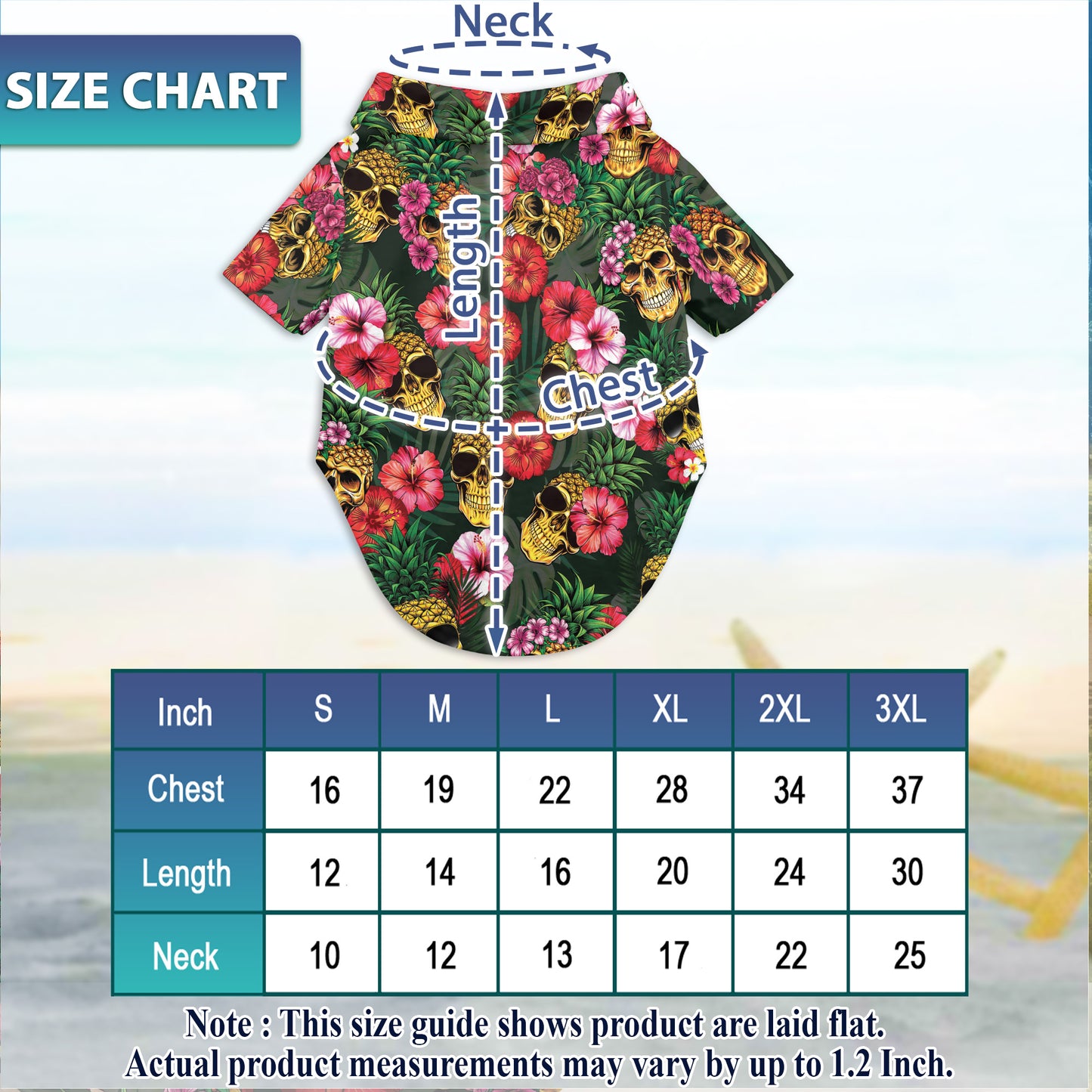 Netecom Matching Pineapple Skull Hibiscus Hawaiian Shirt for Dog and Owner, Funny Aloha Summer Shirt, Skull Print Button Down Outfit for Pet and Human, Beach Vacation Casual Wear