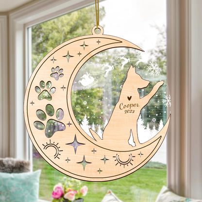 Netecom German Shepherd Dog Memorial Suncatcher, Personalized German Shepherd Christmas Ornament with Date Name Bereavement Gifts for Loss of Pet, Dog Death Sympathy Gifts for Pet Loss Sun Catchers