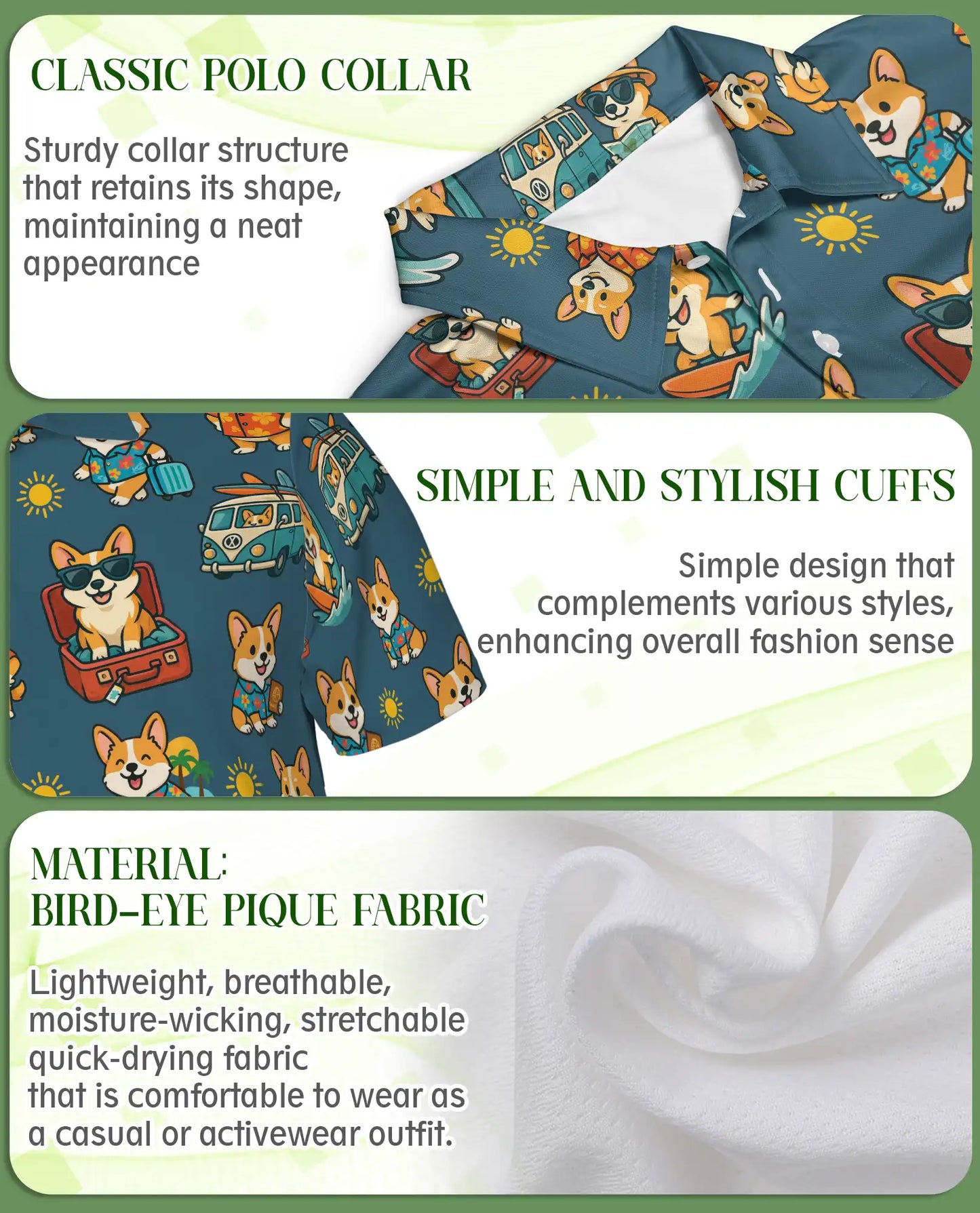 Corgi Beach Polo Shirt – Tropical Vacation Print | Netecom