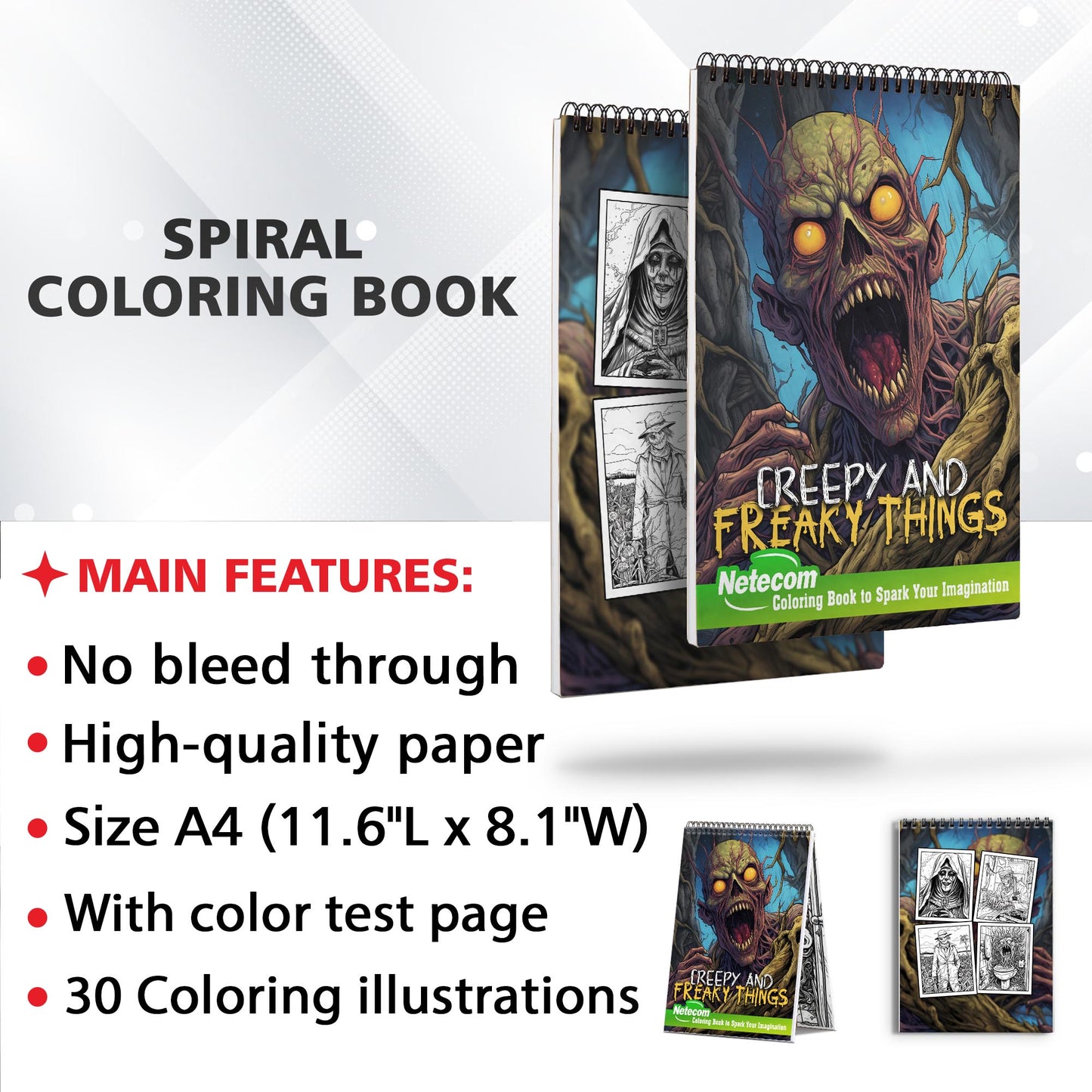 Creepy And Freaky Things Spiral Bound Coloring Book, Unleash Your Artistic Talents in the Realm of the Bizarre with 30 Charming Creepy and Freaky Things Coloring Pages for Coloring Enthusiasts to Embrace the Dark and Unsettling