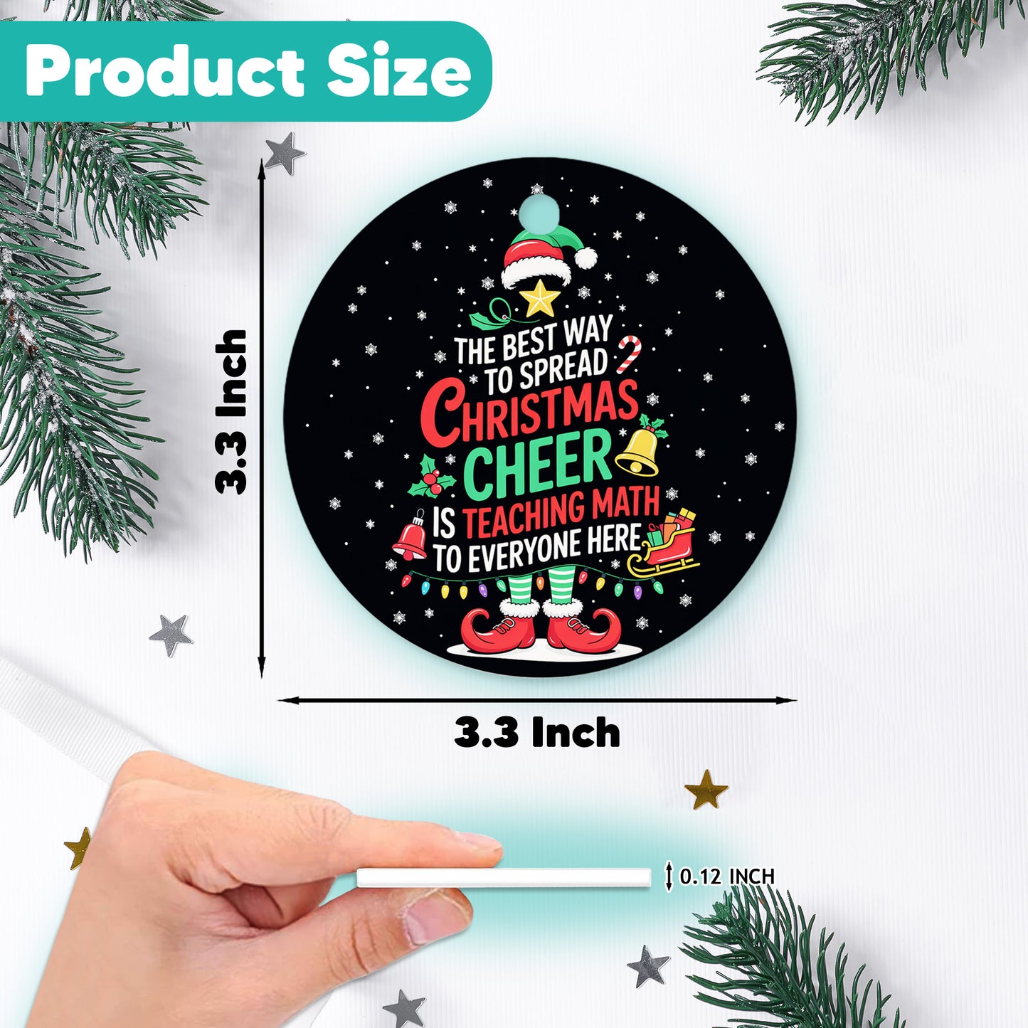 Netecom Math Christmas Ornament, The Best Way To Spread Christmas Cheer Is Teaching Math Ceramic Ornament for Xmas Tree Hanging Decorations Gift, Gifts for Teacher, Holiday Party Present