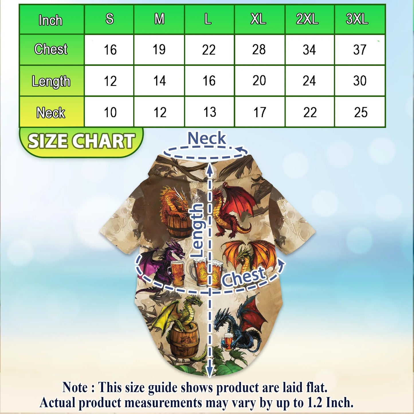 Dragon Drinks Beer Fantasy Hawaii Dog and Owner Matching Button Shirts