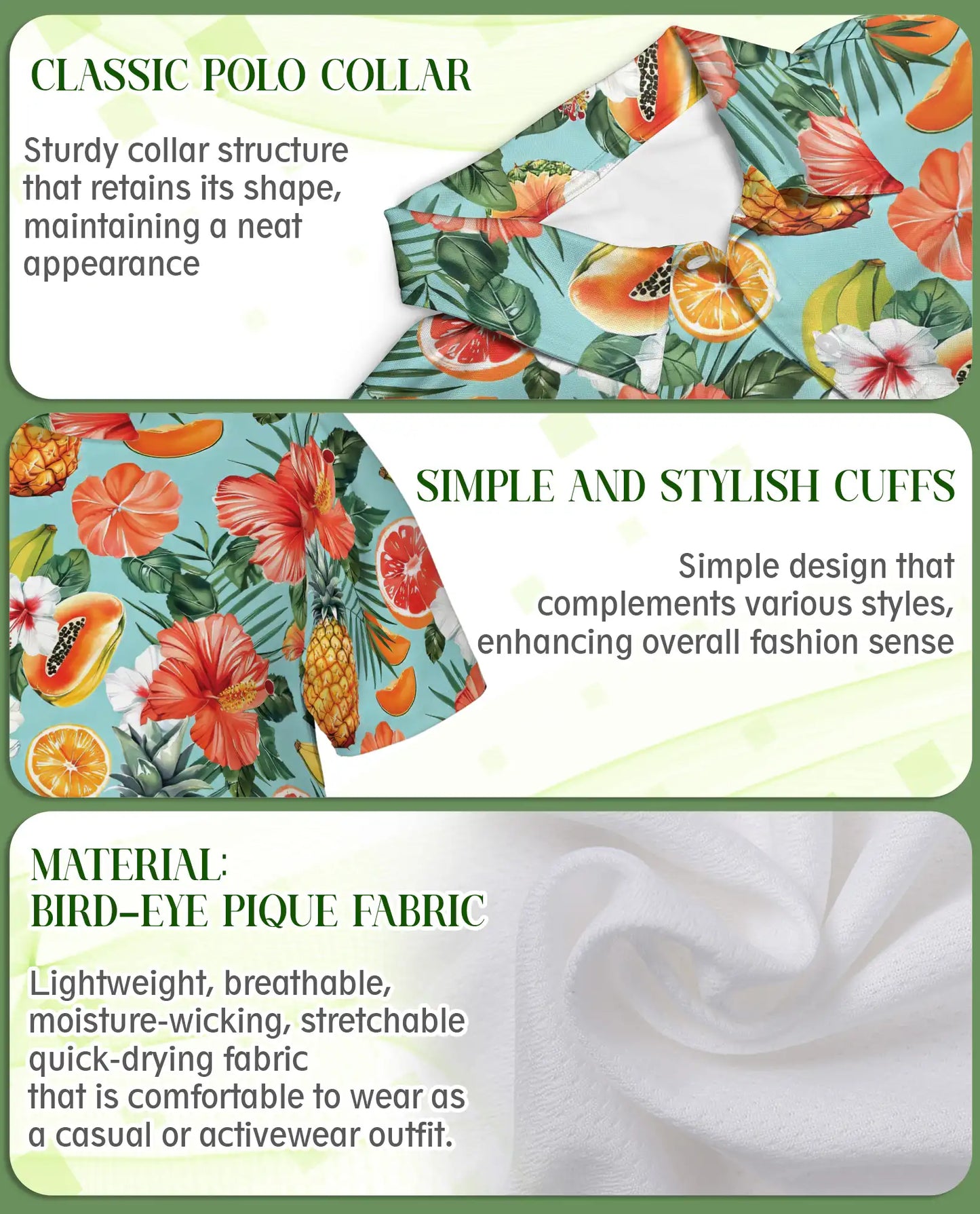 Tropical Fruit Polo Shirt – Hibiscus Floral Print | Netecom