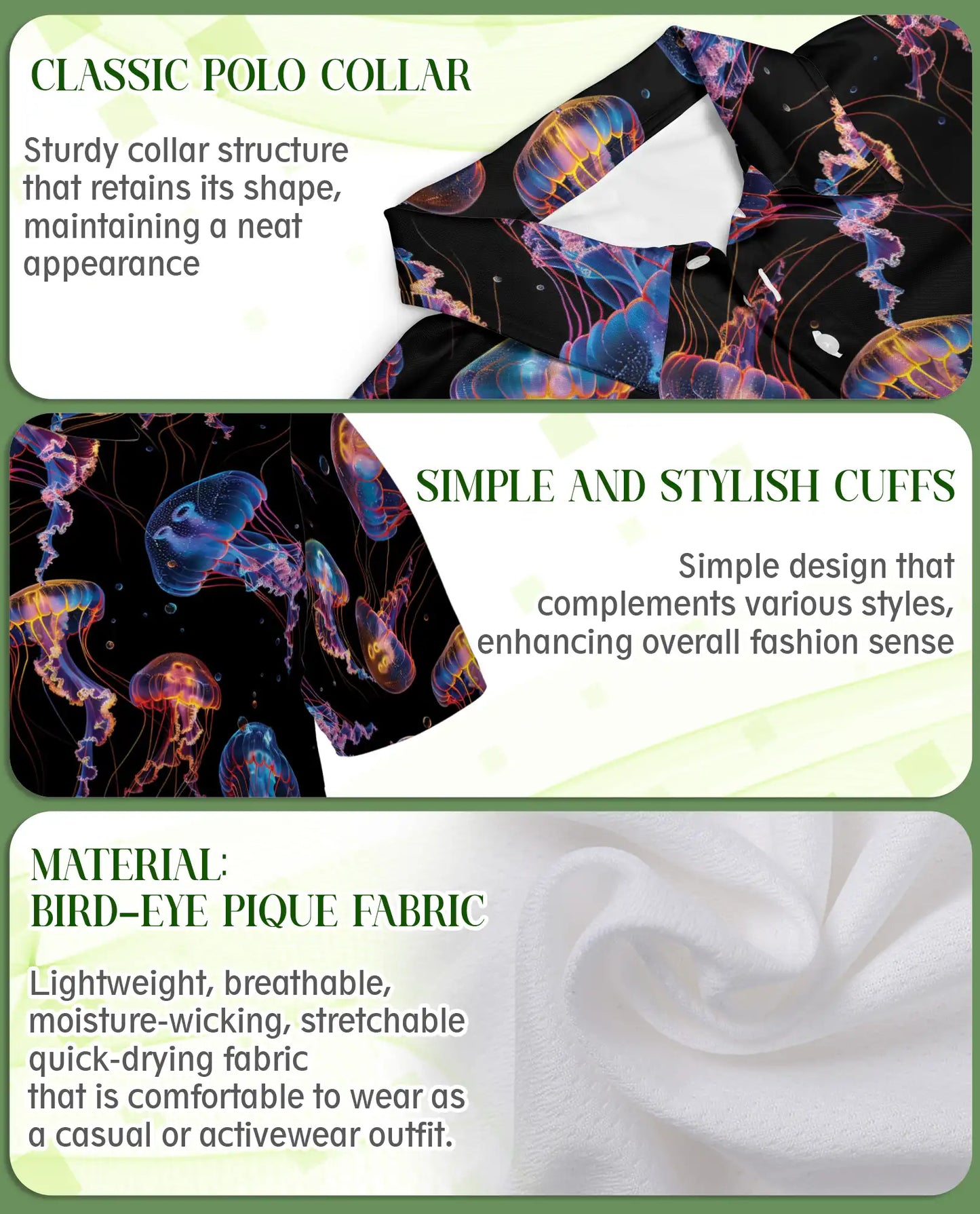 Jellyfish Polo Shirt – Neon Ocean Print | Netecom