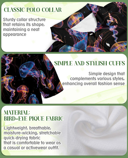 Jellyfish Polo Shirt – Neon Ocean Print | Netecom