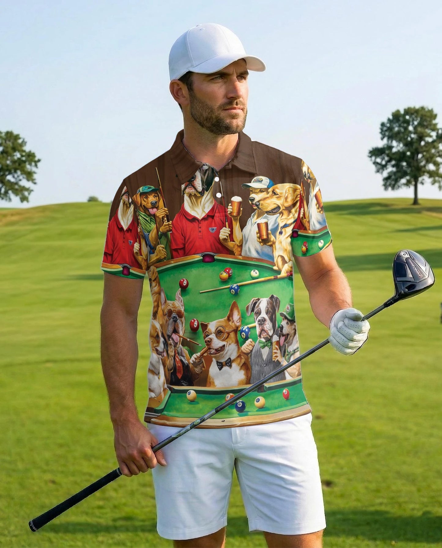 Billiard Vintage Dogs Polo Shirt for Men – Funny Pool Player Style | Netecom