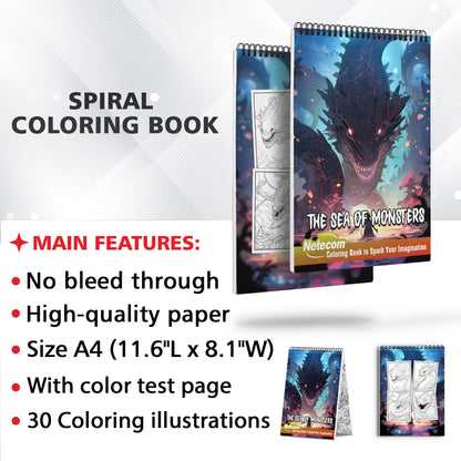 The Sea of Monsters Spiral Bound Coloring Book, Dive into the Abyss with 30 Enchanting Coloring Pages, Exploring the Mysterious World of the Sea of Monsters