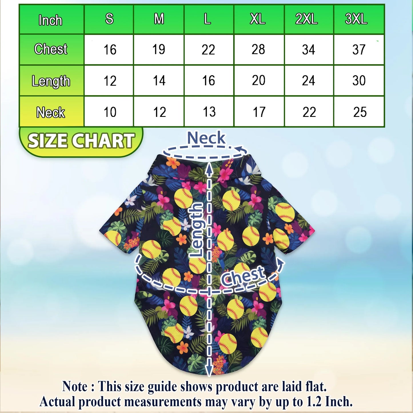 Softball Flower Tropical Print Hawaii Dog and Owner Matching Button Shirts