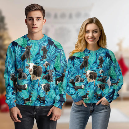 Black Hereford Cattle Sweatshirt, 3D All Over Print Farm Cow Crewneck Pullover for Men Women, Cattle Rancher Gift - Netecom