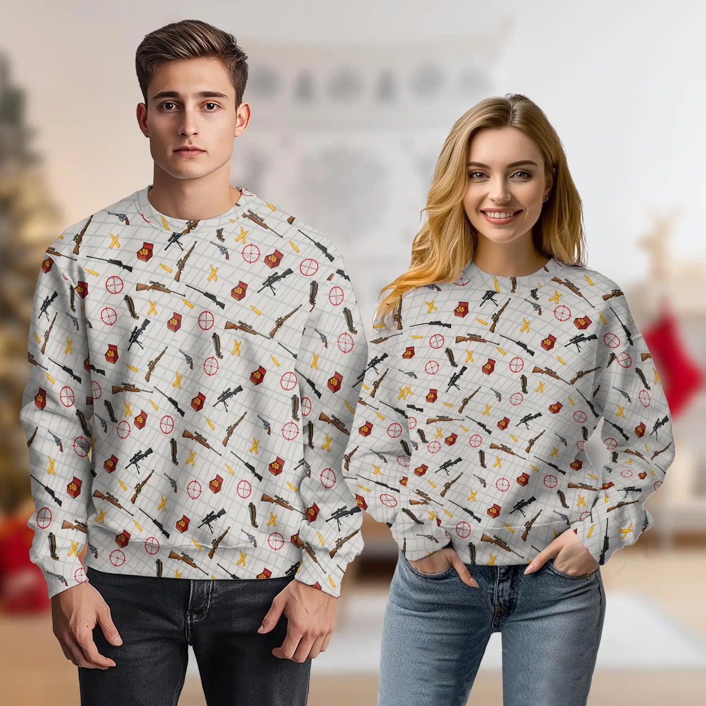 Guns and Ammo Minimalist Sweatshirt, 3D All Over Print Tactical Firearms Crewneck Pullover for Men Women, Gun Enthusiast Gift - Netecom
