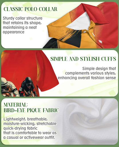 Horse Racing Champion 3D Polo Shirt for Men – Dynamic Jockey Sports Style | Netecom