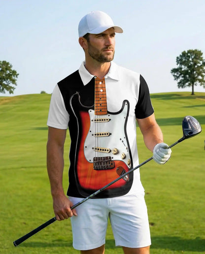 Electric Guitar Polo Shirt - Classic Rock Musician Style | Netecom