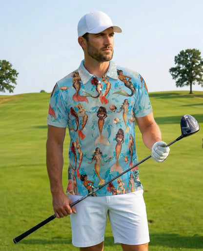 Mermaid Polo Shirt - Tropical Ocean Fantasy Style | Netecom