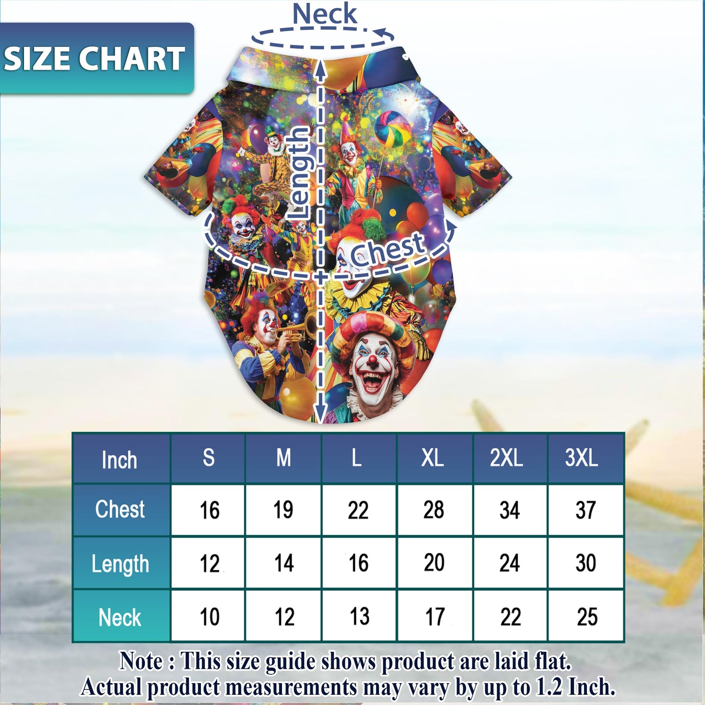 Netecom Matching More Clown Less Frowning Hawaiian Shirt for Dog and Owner, Funny Aloha Summer Shirt, Clown Print Button Down Outfit for Pet and Human, Beach Vacation Casual Wear