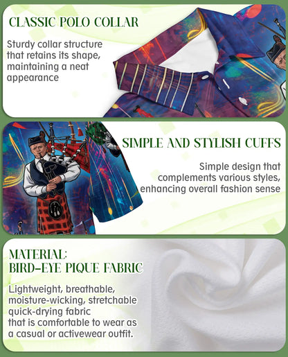 Scottish Bagpipe Musician 3D Polo Shirt for Men – Celtic Highland Style | Netecom