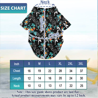 Netecom Matching Hockey Hawaiian Shirt for Dog and Owner, Black Tropical Flower Aloha Shirt, Hockey Player Print Summer Shirt for Pet and Human, Beach Vacation Outfit