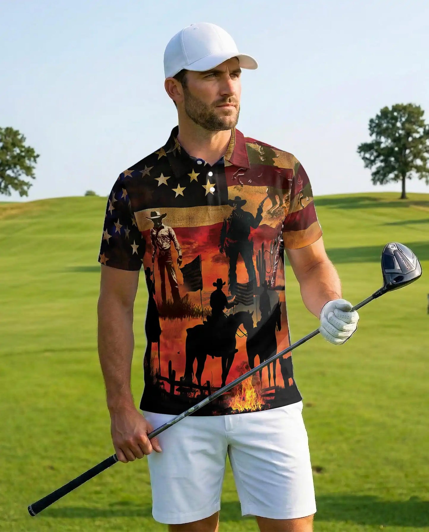 Cowboy American Flag Polo Shirt | Netecom