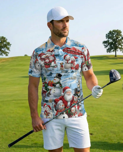 Snowman Christmas Polo Shirt – Winter Holiday Print | Netecom