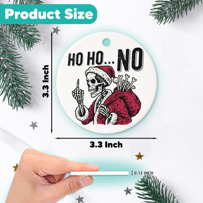 Netecom Funny Santa Skeleton Christmas Ornament, Humorous Ceramic Ornament for Xmas Tree Hanging Decorations Gift, Skeleton Lover Gifts, Holiday Party Present