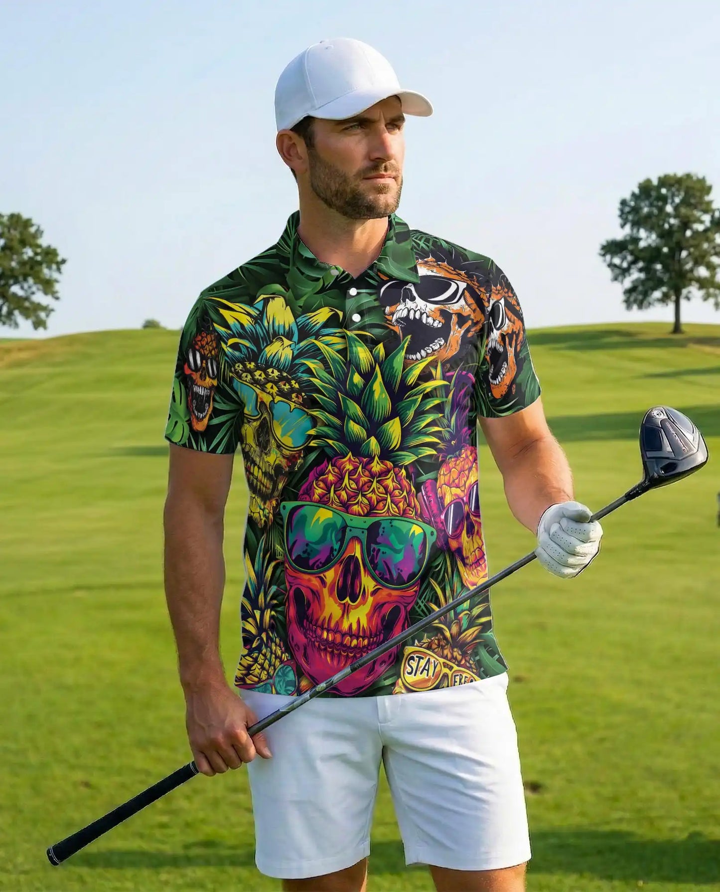 Psychedelic Alien Road Trip Polo Shirt – Fun Cosmic Print for Men | Netecom