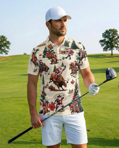 Cowboy Santa Polo Shirt – Western Christmas Print | Netecom