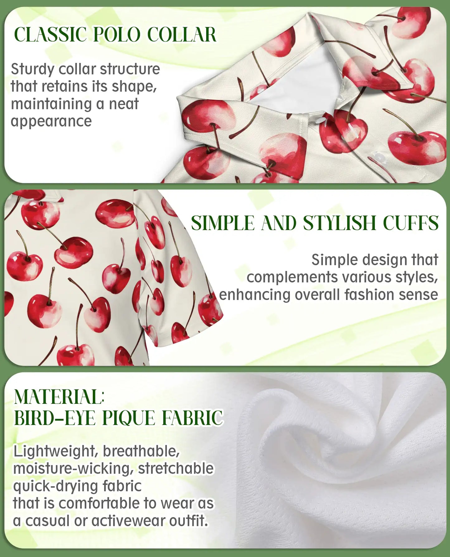 Cherry Print Polo Shirt – Cute Fruit Summer Style | Netecom