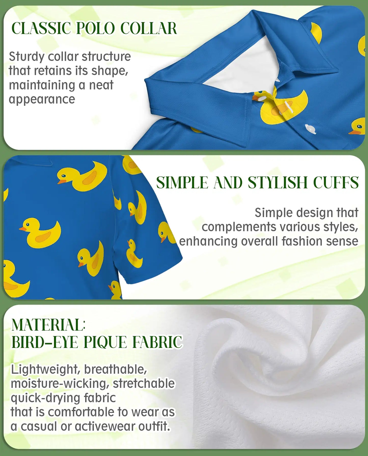 Funny Rubber Duck 3D Polo Shirt for Men – Cute Minimal Cartoon Style | Netecom