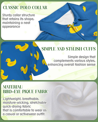 Funny Rubber Duck 3D Polo Shirt for Men – Cute Minimal Cartoon Style | Netecom