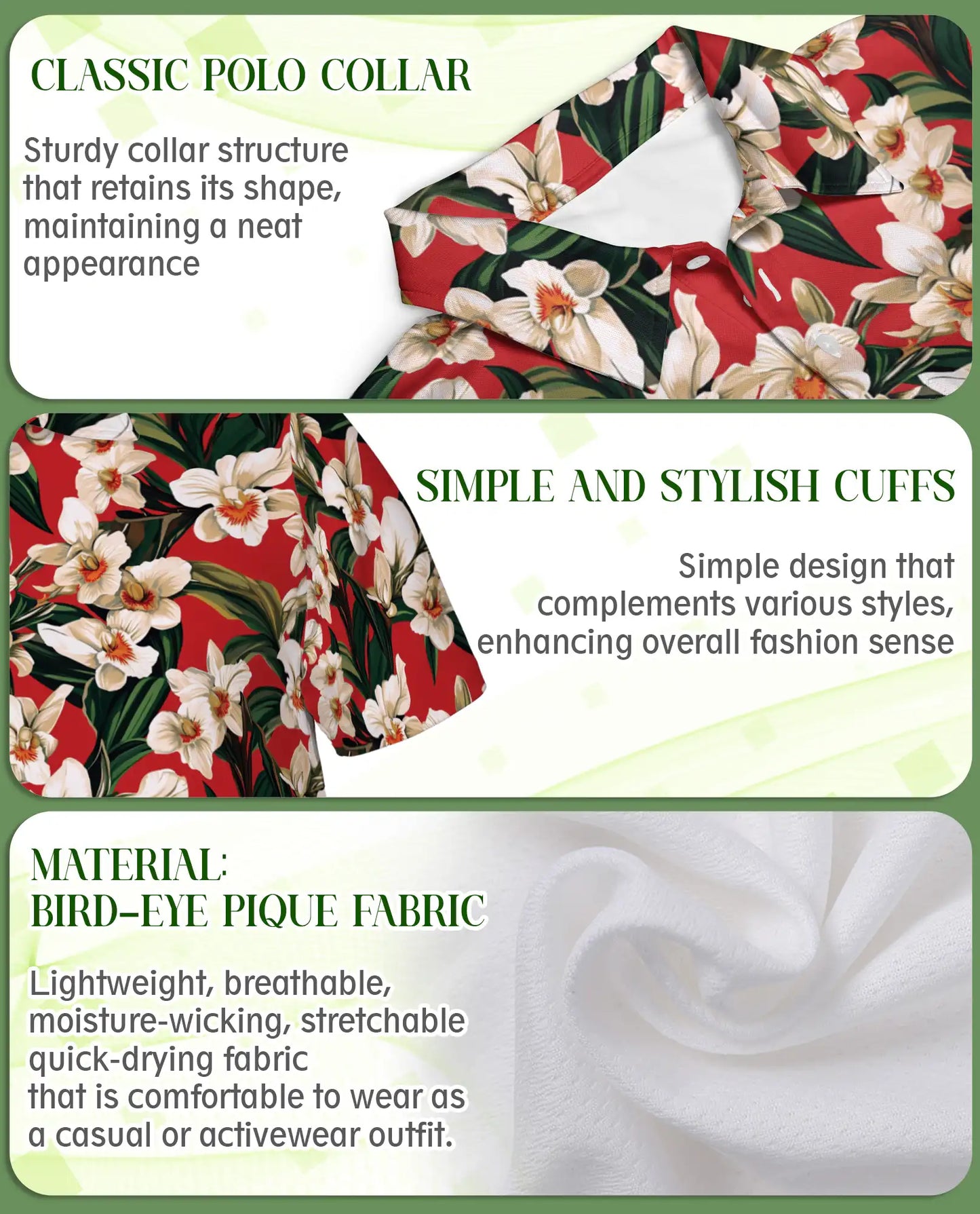 Red Floral Polo Shirt – Tropical Orchid Print | Netecom