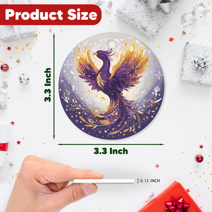 Netecom Purple Phoenix Christmas Ornaments, Ceramic Bird Rising Keepsake Ornament for Christmas Tree Decorations, Bird Lover Gift, Gifts for Holiday, Party, Home Decor