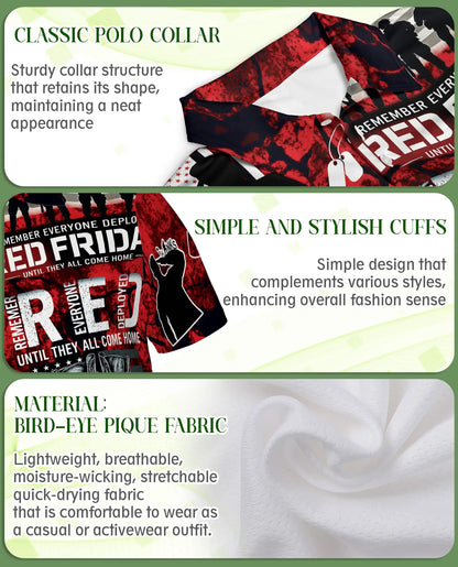Military Support Patriotic Polo Shirt-Red Friday Inspired Design | Netecom