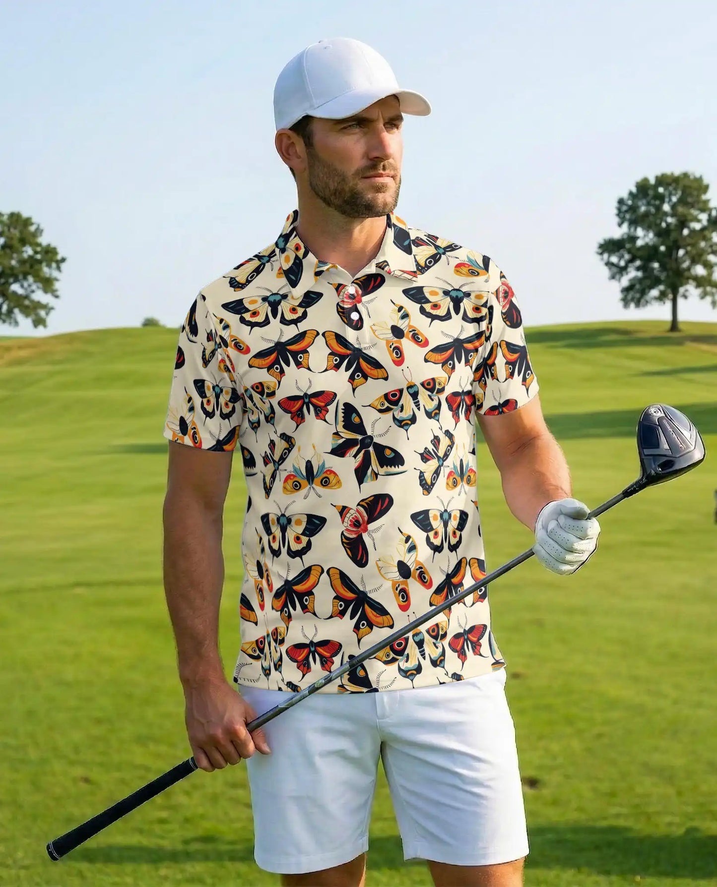 Vintage Moth Polo Shirt - Retro Butterfly Insect Style | Netecom