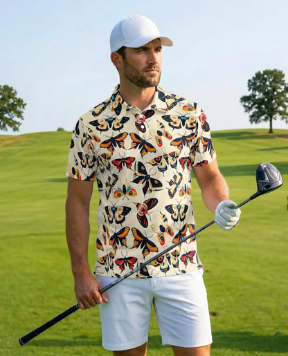 Vintage Moth Polo Shirt - Retro Butterfly Insect Style | Netecom