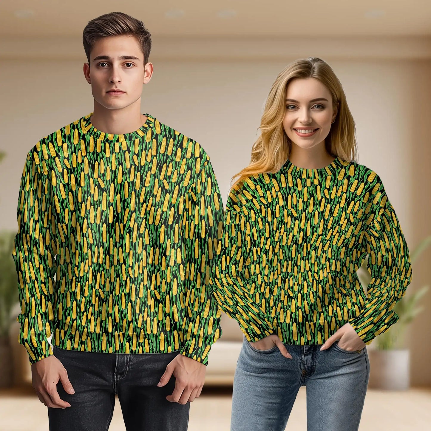 Corn Cob Sweatshirt, 3D All Over Print Agricultural Farm Crewneck Pullover for Men Women, Farmer Corn Lover Gift - Netecom