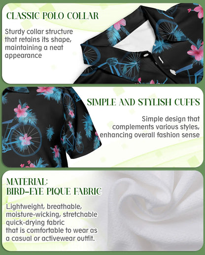 Bicycle Hawaiian Polo Shirt – Floral Summer Style | Netecom