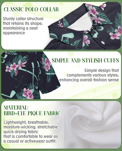 Golf Tropical Polo Shirt – Floral Fairway Print | Netecom