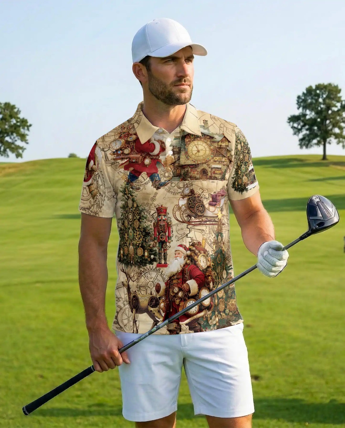 Christmas Holiday Santa Polo Shirt for Men – Festive Winter Design | Netecom