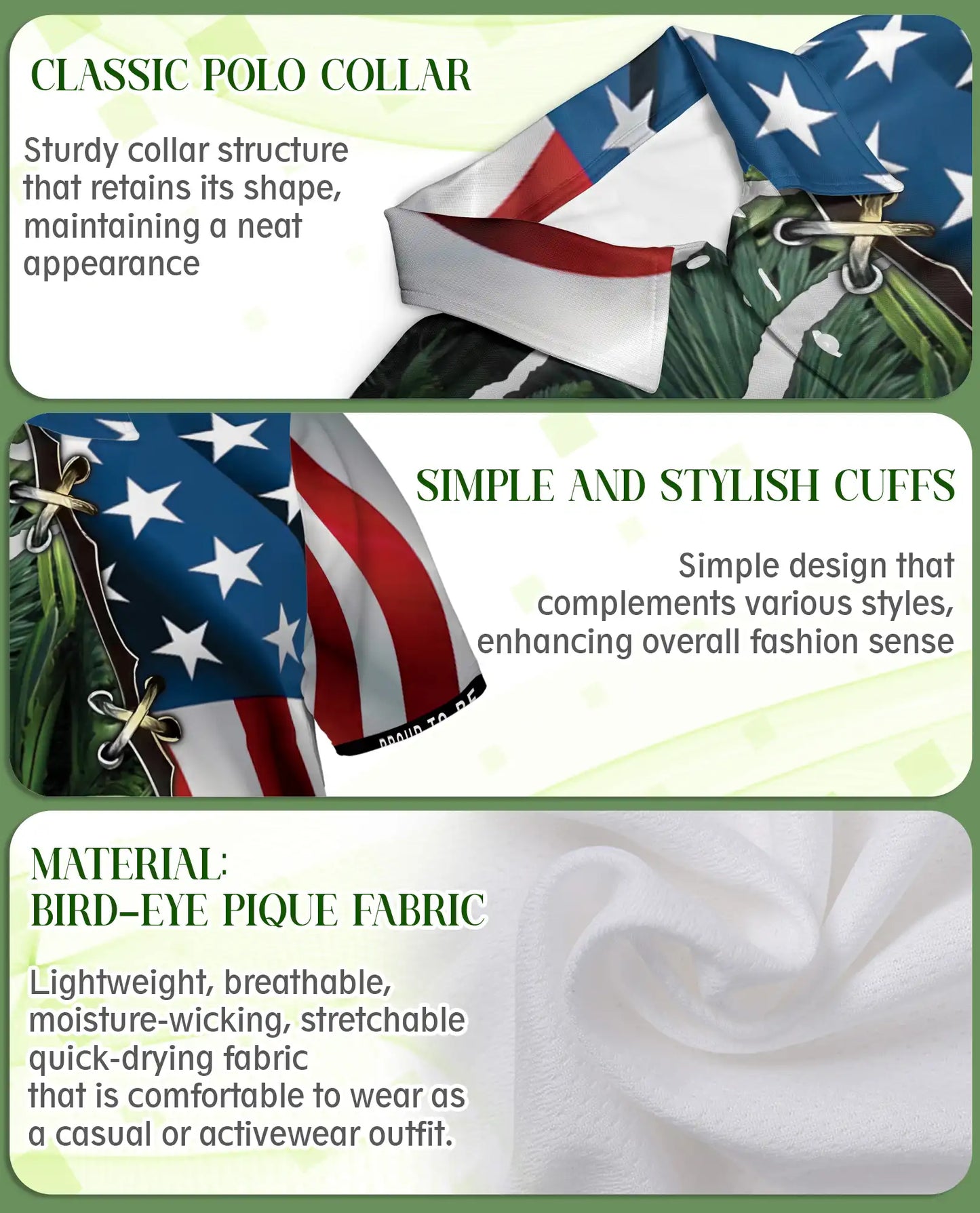 Patriotic Dog Polo Shirt for Men- American Style 4th of July Shirt  | Netecom