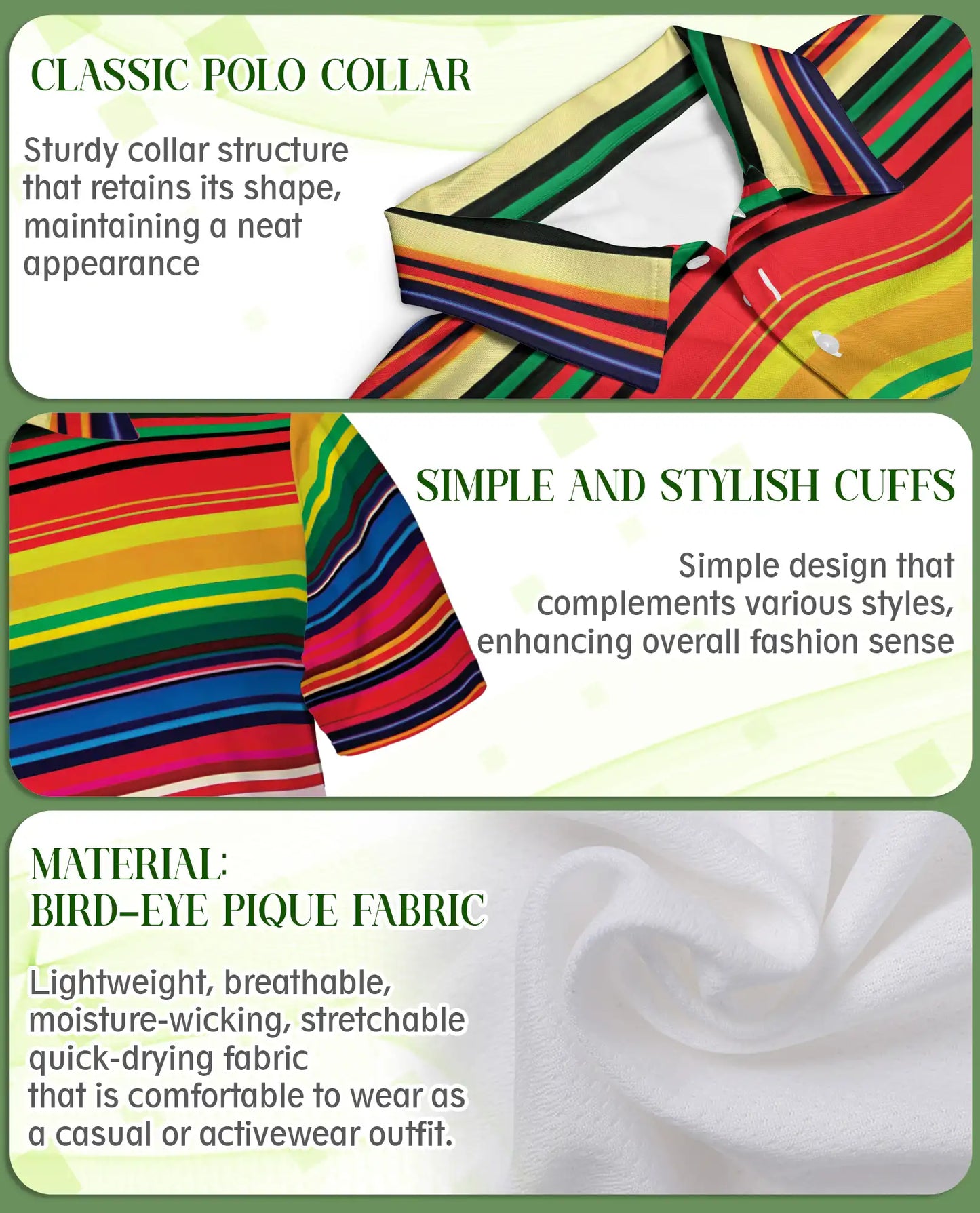 Colorful Striped 3D Polo Shirt for Men – Rainbow Retro Pattern Style | Netecom