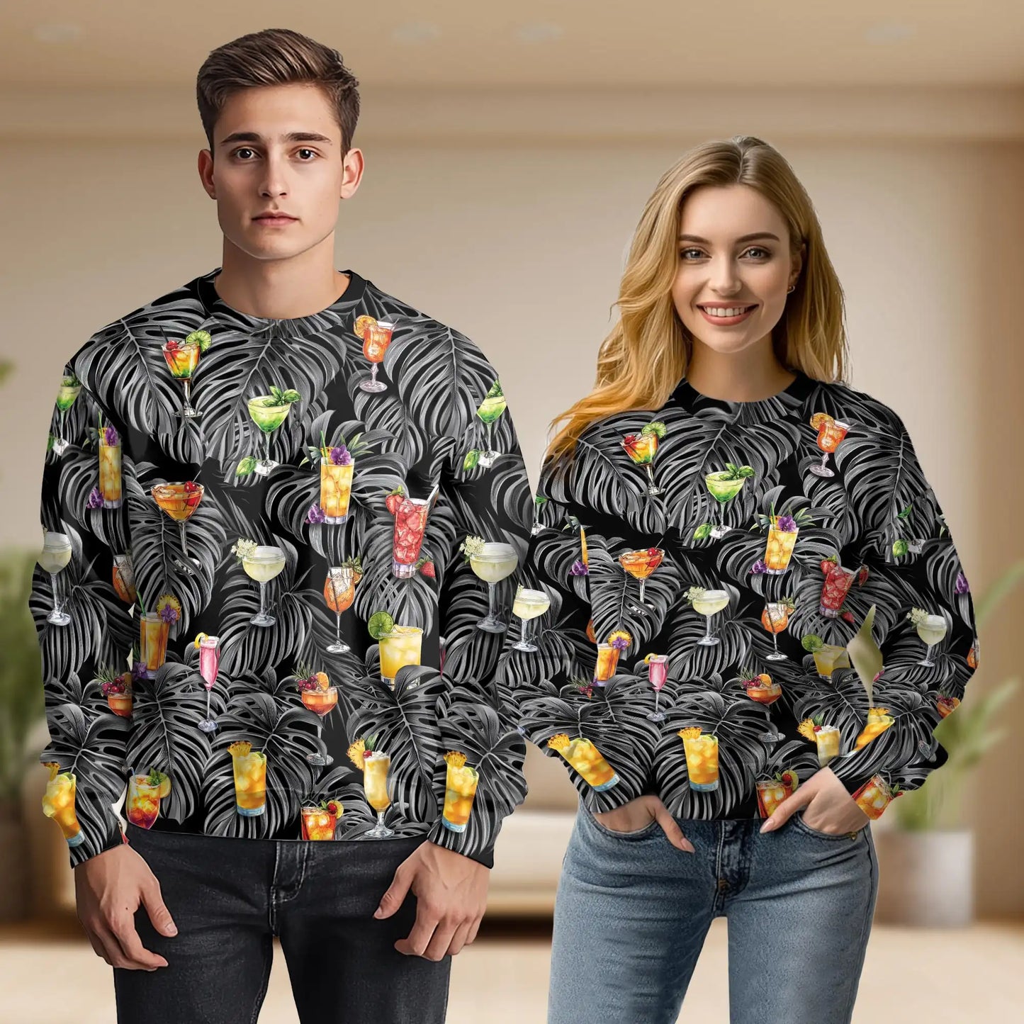 Proud Bartender Cocktails Tropical Sweatshirt, 3D All Over Print Beach Drink Crewneck Pullover for Men Women, Bartender Gift - Netecom