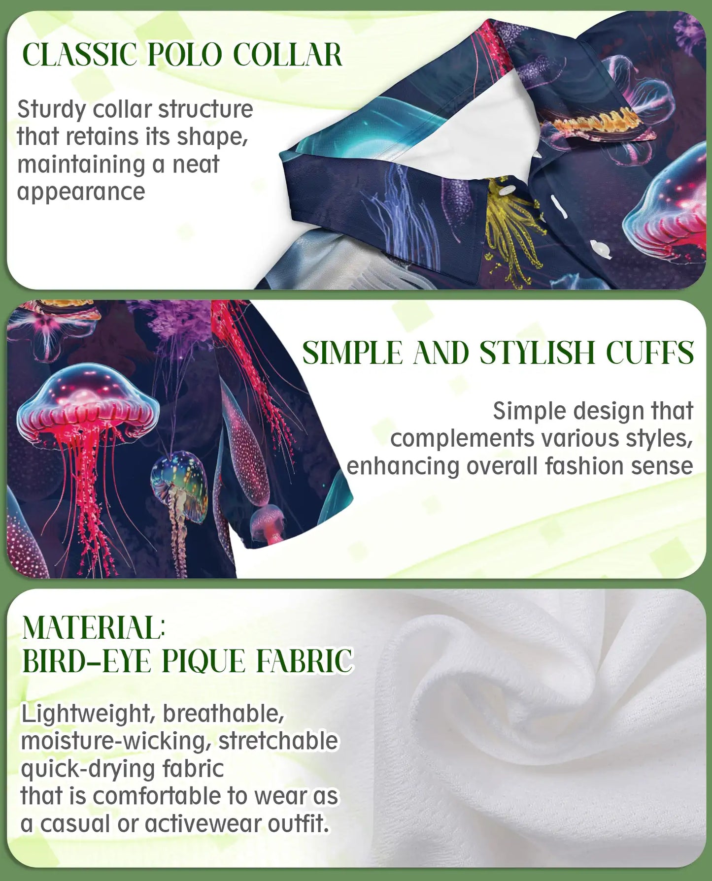 Jellyfish Polo Shirt – Colorful Deep Sea Ocean Print | Netecom