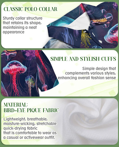 Jellyfish Polo Shirt – Colorful Deep Sea Ocean Print | Netecom