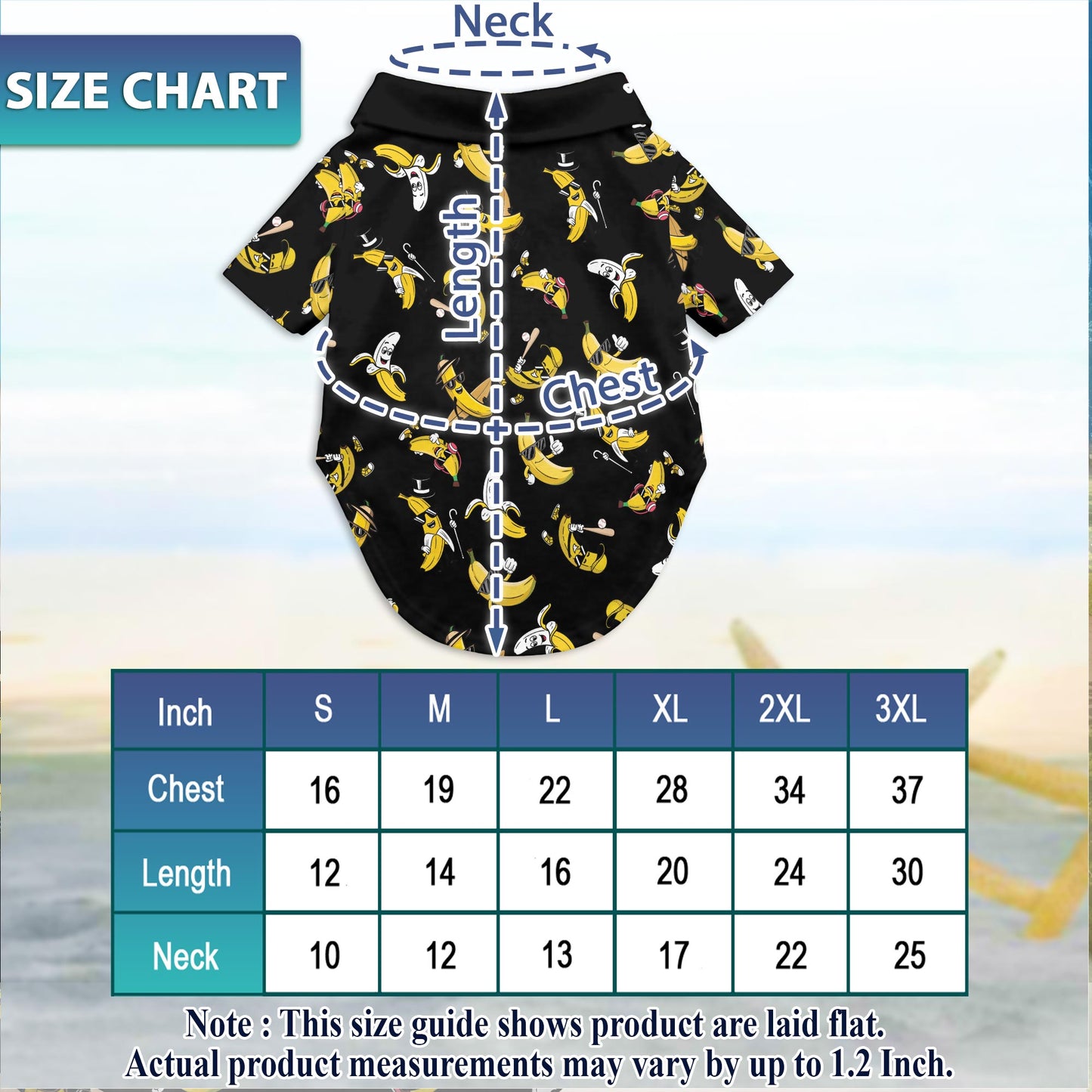 Netecom Matching Banana Pattern Hawaiian Shirt for Dog and Owner, Aloha Summer Shirt, Banana Print Outfit for Pet and Human, Beach Vacation Casual Wear