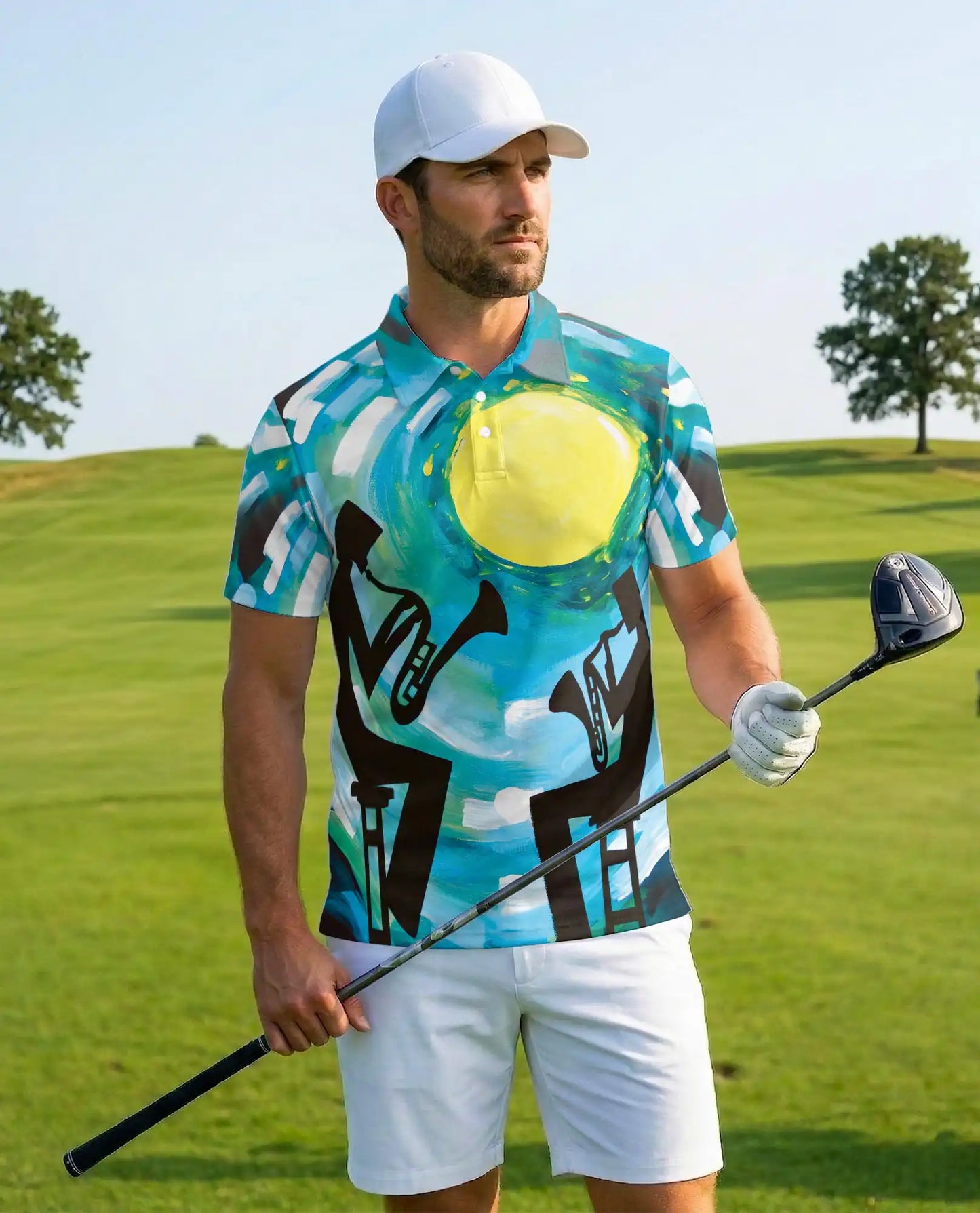 Jazz Trumpet Polo Shirt - Abstract Music Art Style | Netecom