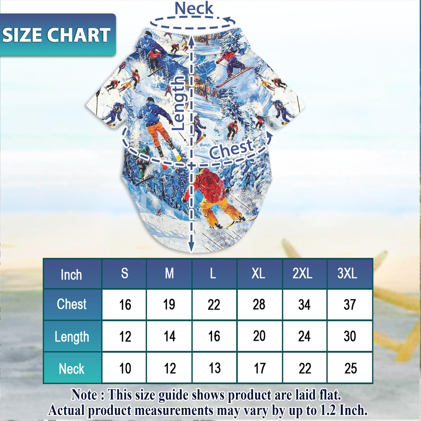 Netecom Matching Vintage Skiing Hawaiian Shirt for Dog and Owner, Aloha Summer Shirt, Retro Ski Print Outfit for Pet and Human, Beach Vacation Casual Wear