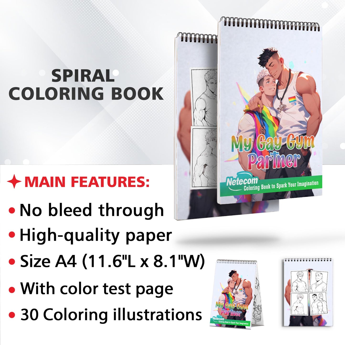 My Gay Gym Partner Spiral Bound Coloring Book: Unleash Your Creativity in a Gym Setting with 30 Empowering Pages of LGBTQ+ Gym Scenes