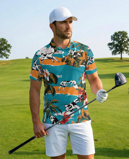 Wrestling Tropical Polo Shirt - Hawaiian Wrestler Beach Sports Design | Netecom