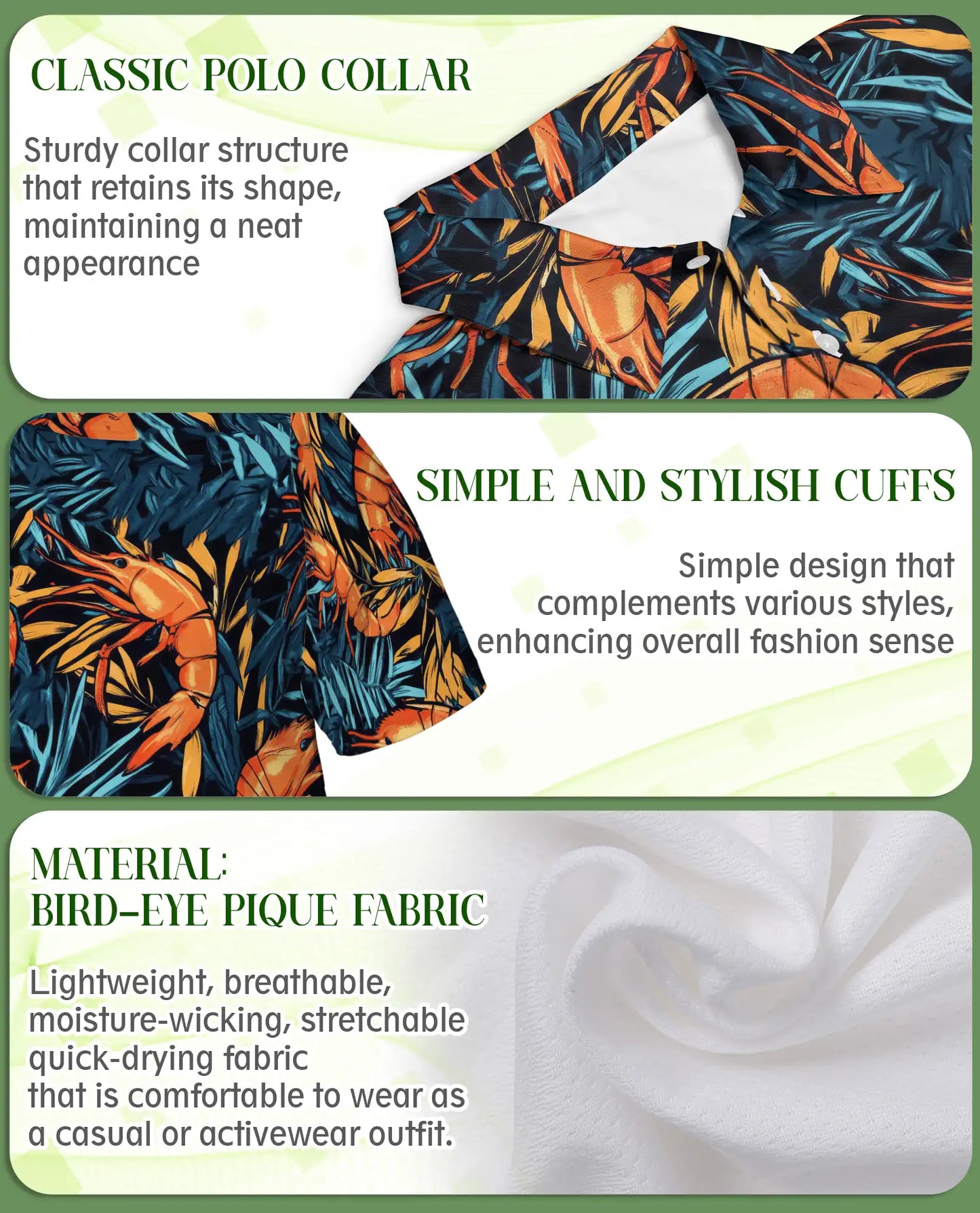 Tropical Shrimp Seafood 3D Polo Shirt for Men – Coastal Ocean Hawaiian Style | Netecom