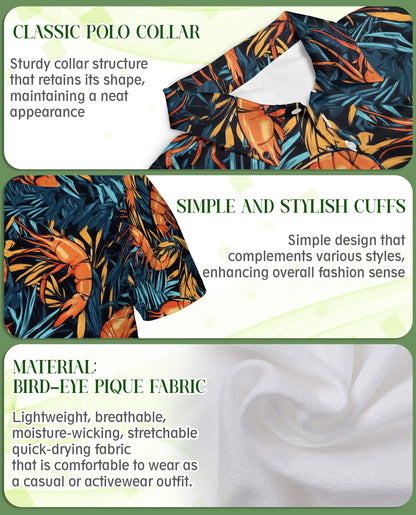 Tropical Shrimp Seafood 3D Polo Shirt for Men – Coastal Ocean Hawaiian Style | Netecom